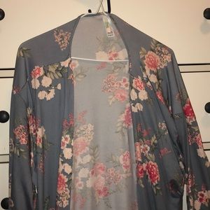 Short Blue and Pink Floral Robe